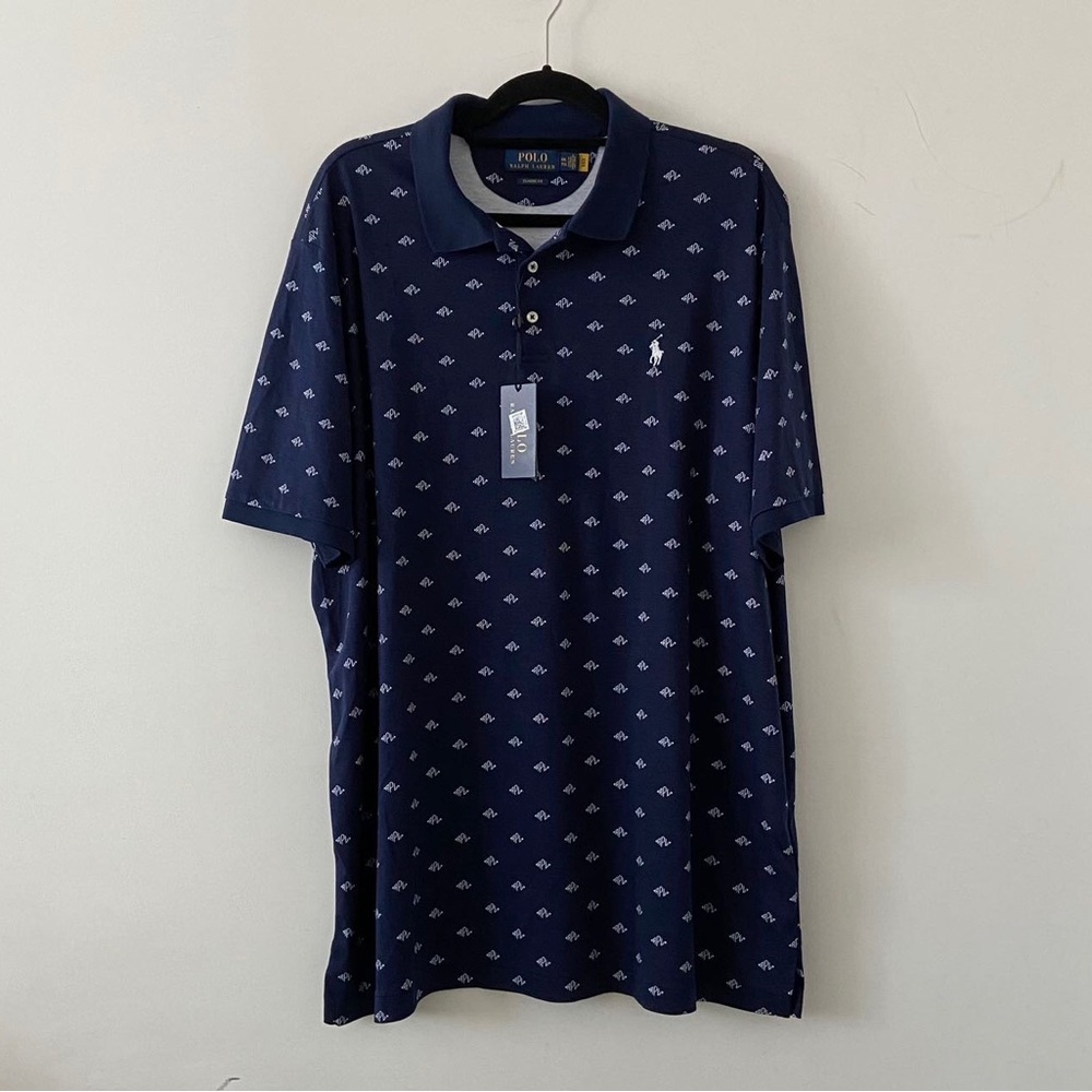Men’s Polo Ralph Lauren Classic Fit Soft Cotton All Over Logo Polo Shirt XXL